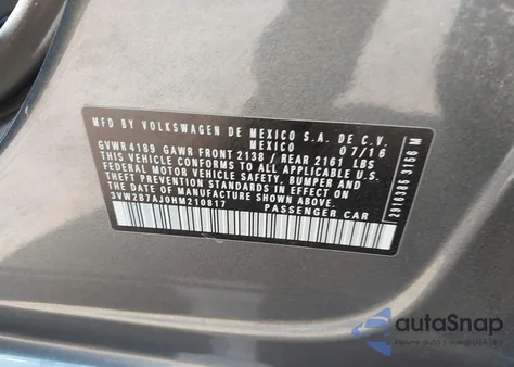 2017 Volkswagen Jetta 1.4T S from USA, damaged, VIN 3VW2B7AJ0HM210817